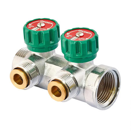 Колектор вентильний KR-1127-2/1"x2 - 3/4 Ways/євроконус-площина/з адаптером (KR4946)